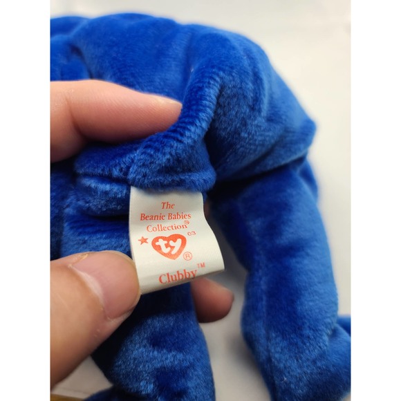 TY 1999 CLUBBY the ROYAL BLUE BEAR BEANIE - Picture 8 of 10